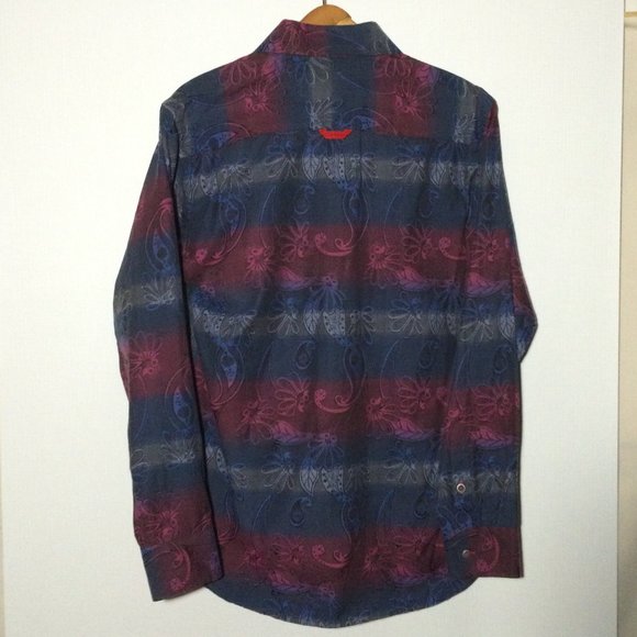 7 Downie St. Mens Button Front Shirt Sz 4 Medium Large Pink Red Blue Long Sleeve - Picture 3 of 7